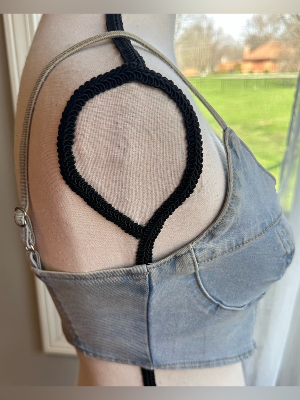 West of Melrose •Denim Bustier Corset Jean denim crop top Small - Picture 2 of 4